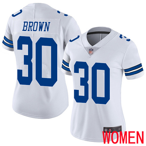 Women Dallas Cowboys Limited White Anthony Brown Road #30 Vapor Untouchable NFL Jersey->women nfl jersey->Women Jersey